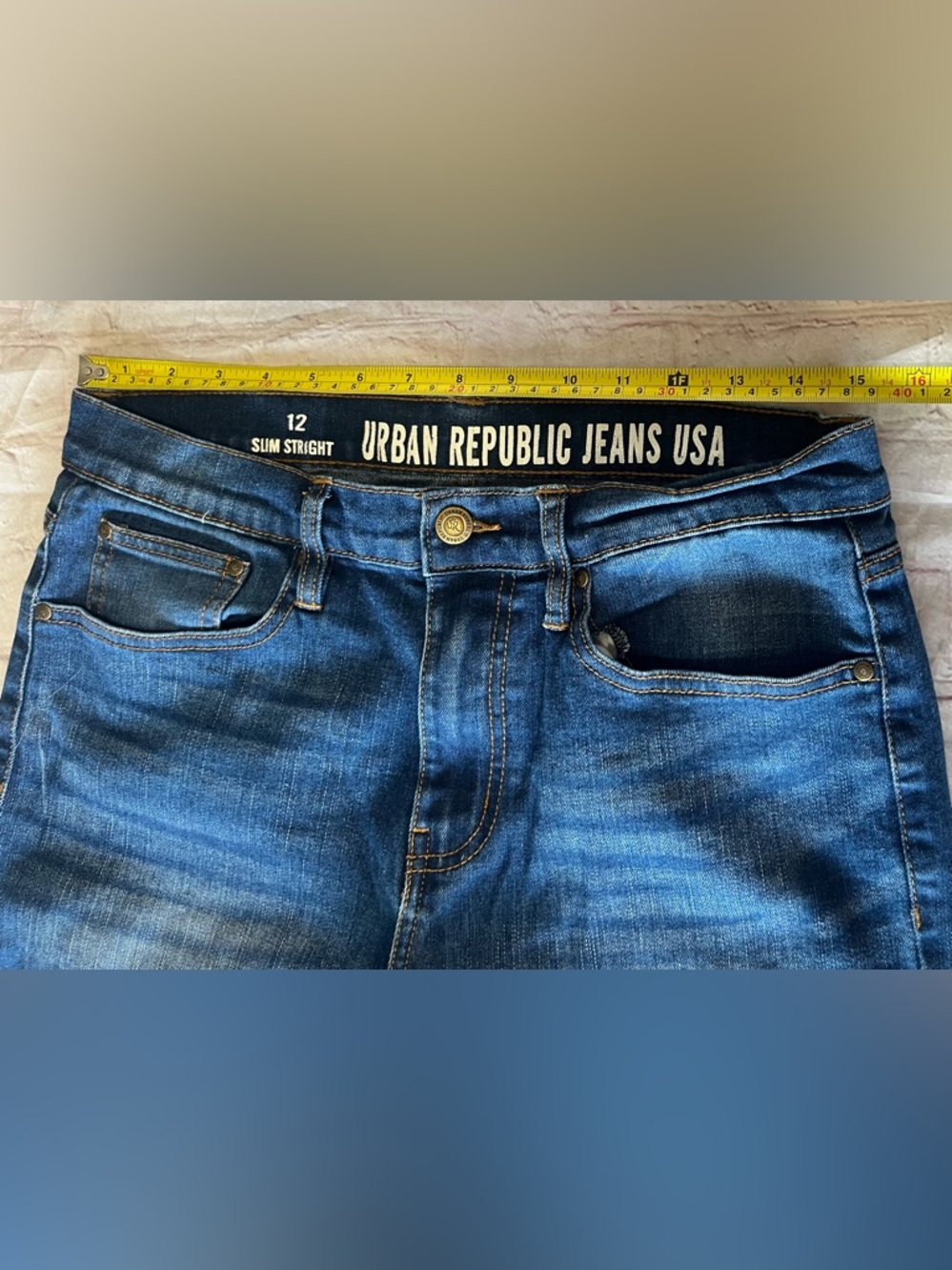 Urban Republic Womens Slim Straight Jeans Size 12 Blue Denim Mid Rise Stretch - Picture 9 of 16